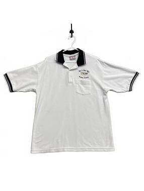 Vintage Y2K Dog & Duck Pub Calgary AB White Knit Polo Shirt Trimark Tag Canada L